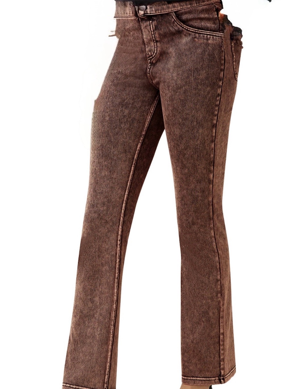 NWT  XL Hue Women's High-Rise Denim Baby Bootcut Leggings - Cinnamon Denim - Picture 2 of 11